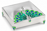 Load image into Gallery viewer, SQUARE PEACOCK BOX SILVER