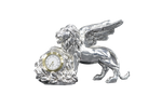 Load image into Gallery viewer, Silver Plated Flying Lion Clock Set
