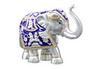 Load image into Gallery viewer, Silver-Plated Elephant Figurine with Blue Meena Work