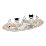 Load image into Gallery viewer, Silver Plated Oval Tray With Set Of 2 Pastel Bowls