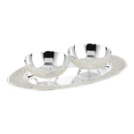 Load image into Gallery viewer, Silver Plated Oval Tray With Set Of 2 Pastel Bowls