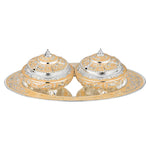 Load image into Gallery viewer, Silver Plated Oval Tray with 2 Sugar pots - Peach