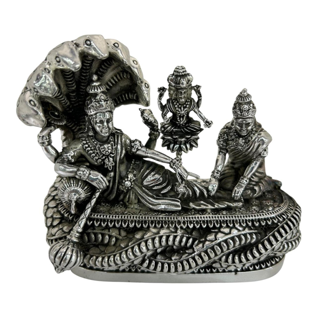 VISHNU LAXMI PURE SILVER IDOL 925 ANTIQUE FINISH