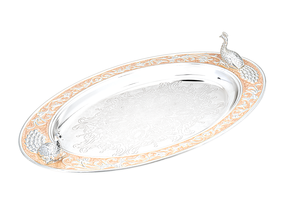 TRAY OVAL -PEACOCK