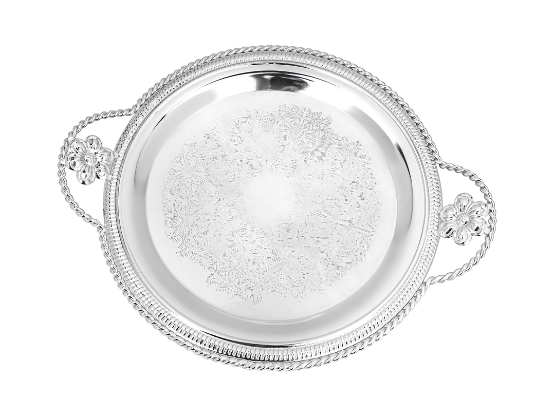 TRAY WITH FLOWER HANDLE