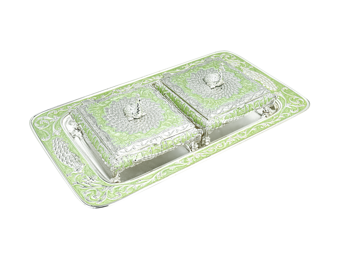 2 PEACOCK BOX TRAY