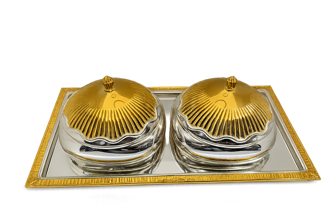 2 BOWL WITH LID & GOLDEN TRAY