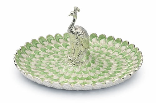 ROUND PEACOCK PLATTER