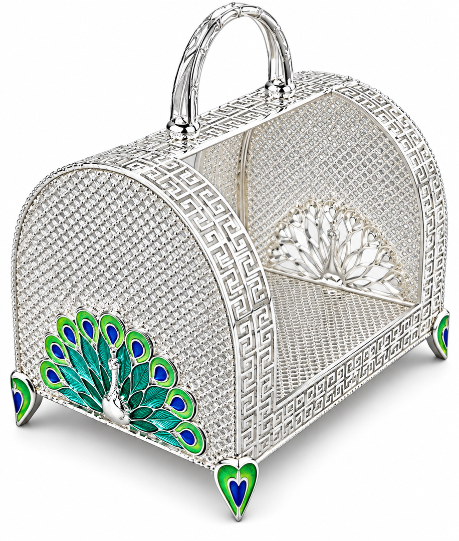 PEACOCK ABSTRACT BASKET SMALL