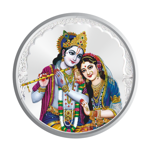 1 GM PURE SILVER COIN 999 ( RADHA KRISHNA)