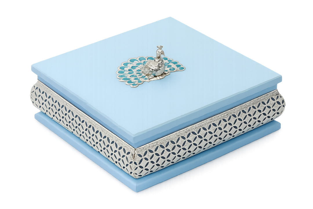 WOODEN BOX PEACOCK 4 PARTITION