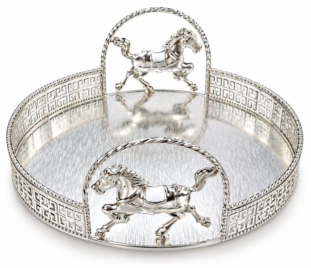 PLATTER WITH HORSE HANDLE