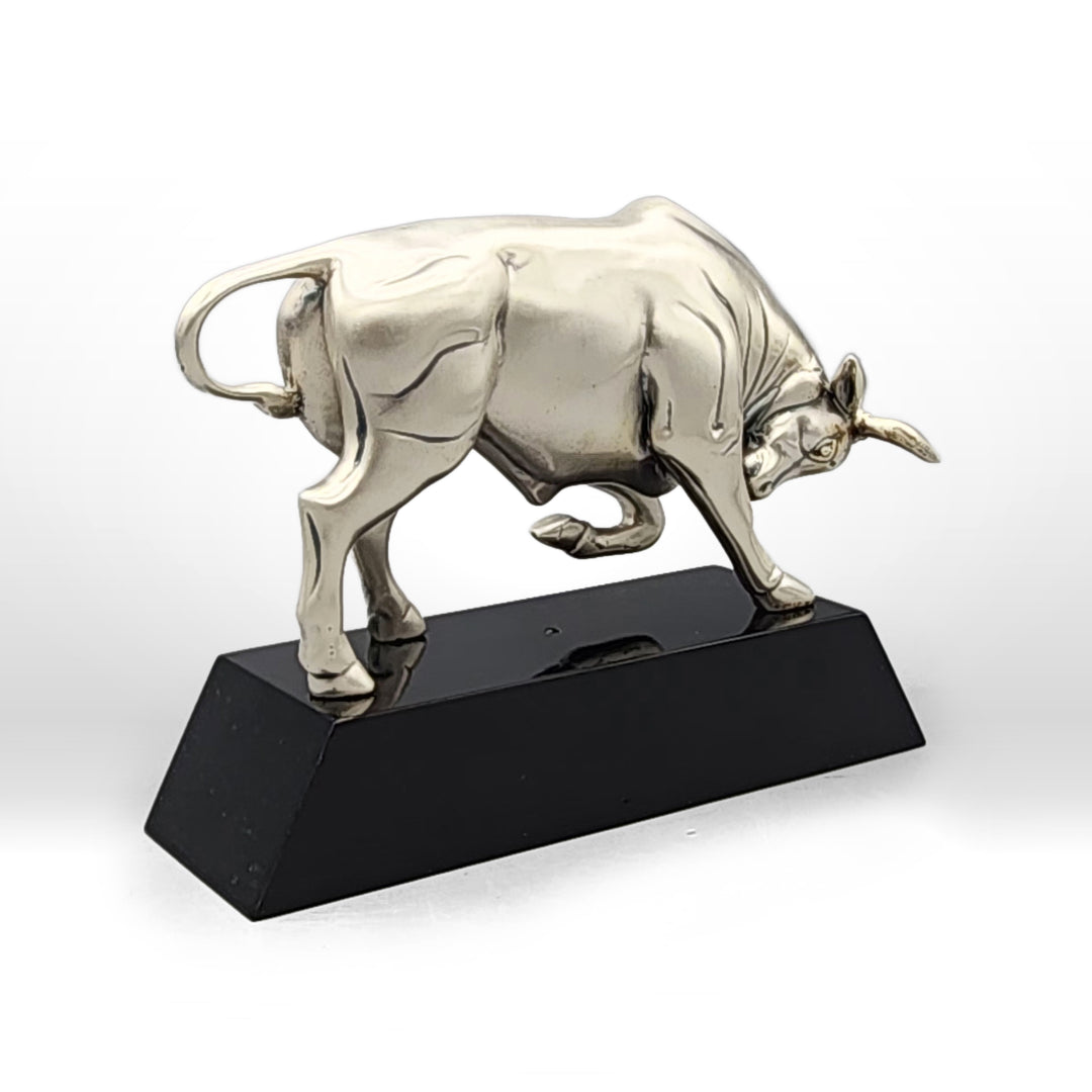 ROARING BULL ON RECTANGULAR BASE