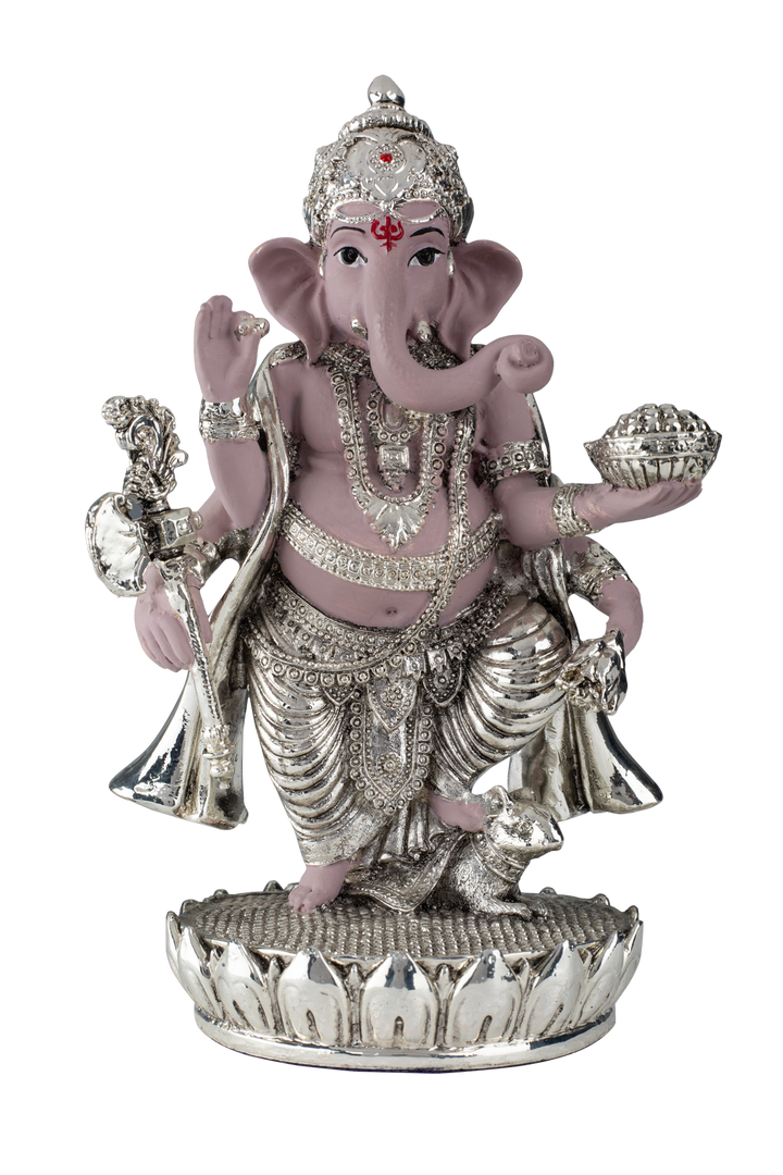 Silver Khade Ganeshji with Pink Body