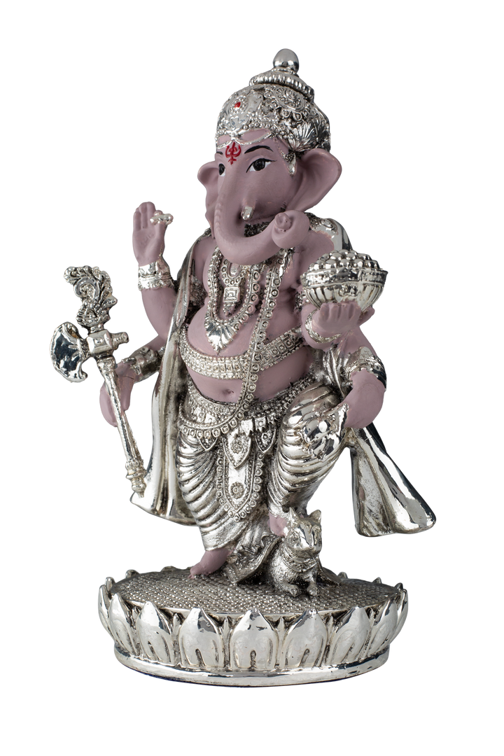 Silver Khade Ganeshji with Pink Body