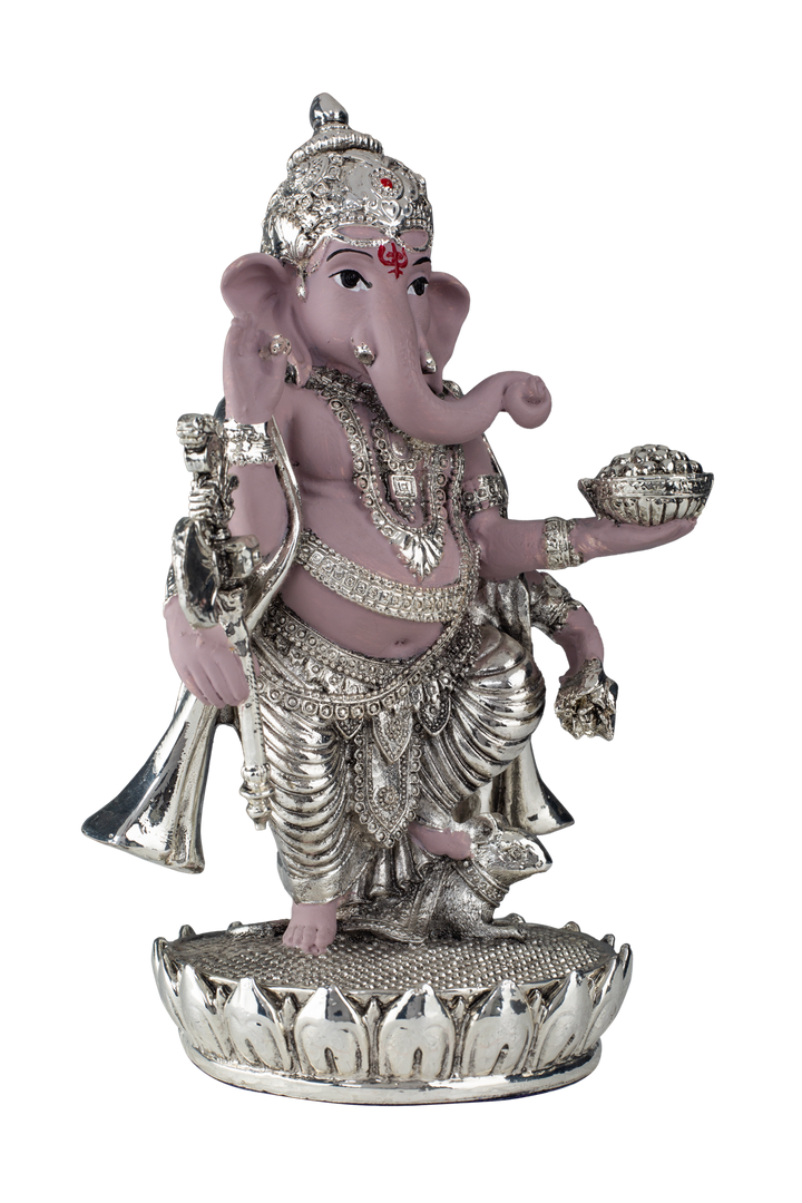 Silver Khade Ganeshji with Pink Body