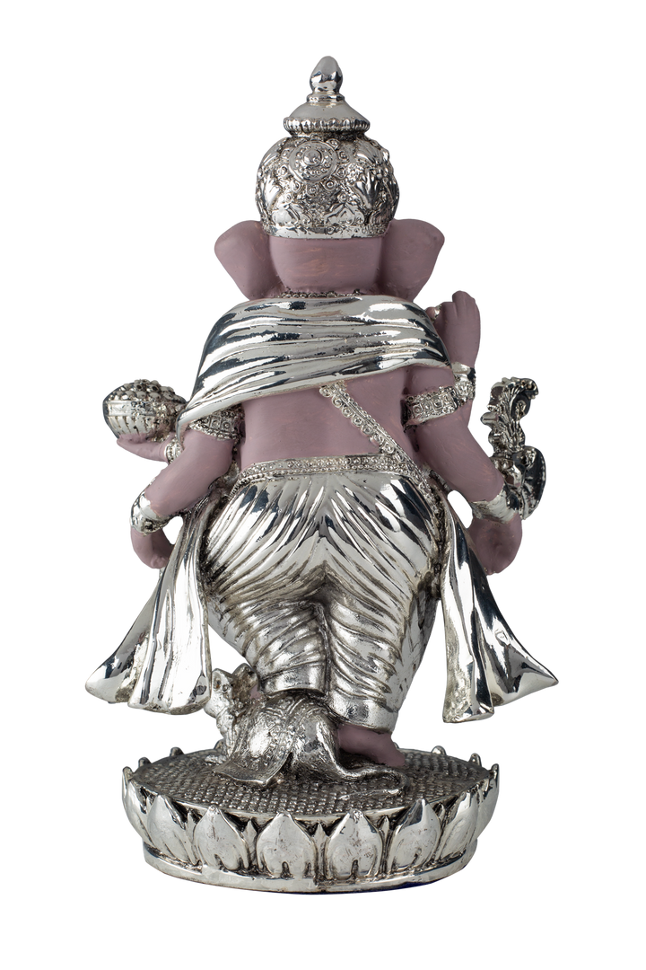 Silver Khade Ganeshji with Pink Body