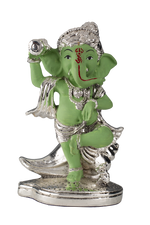 Load image into Gallery viewer, Silver Dancing Ganesh ji with Green Body
