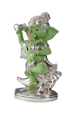 Load image into Gallery viewer, Silver Dancing Ganesh ji with Green Body
