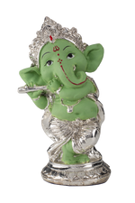 Load image into Gallery viewer, Silver Dancing Ganesh ji with Green Body
