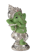 Load image into Gallery viewer, Silver Dancing Ganesh ji with Green Body
