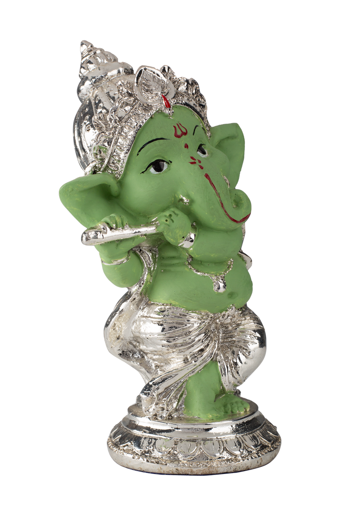 Silver Dancing Ganesh ji with Green Body