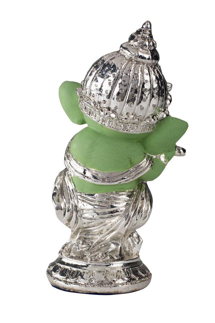 Silver Dancing Ganesh ji with Green Body