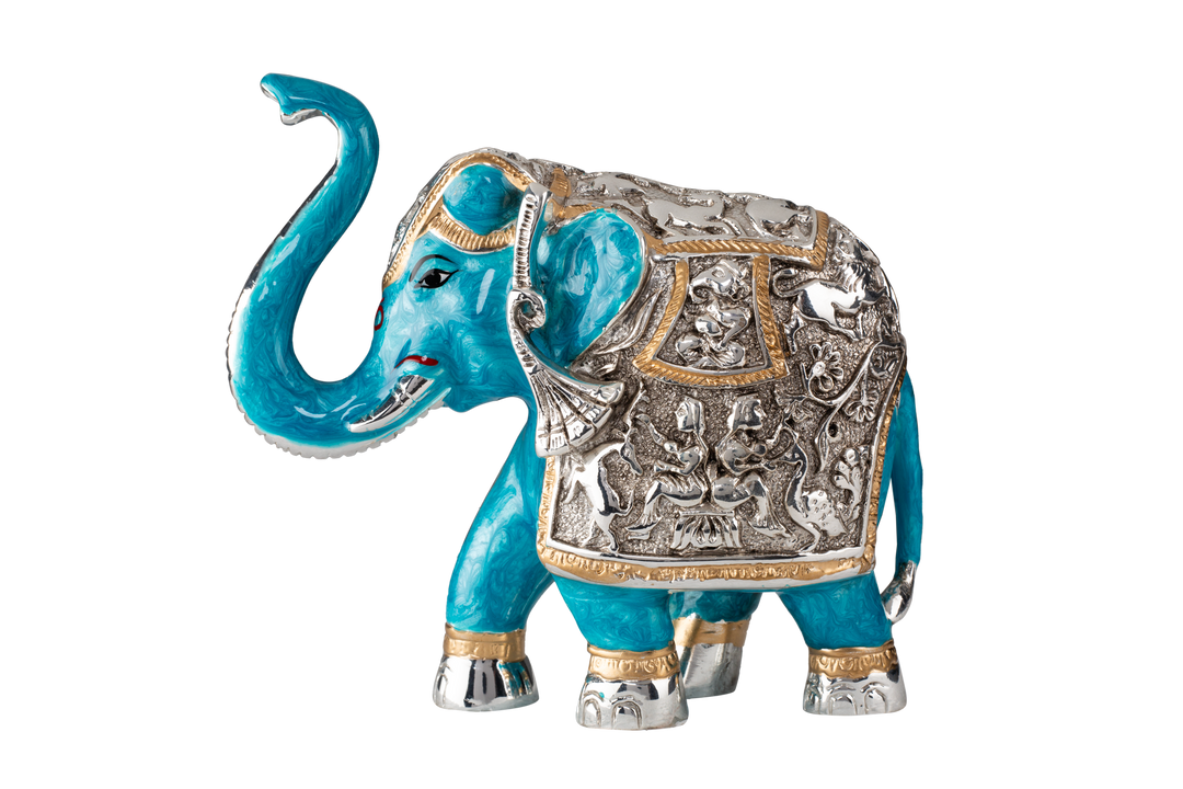 Silver Blue Golden Elephant