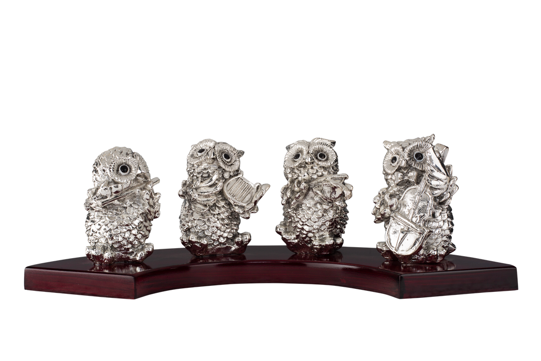 Silver Musical owl set