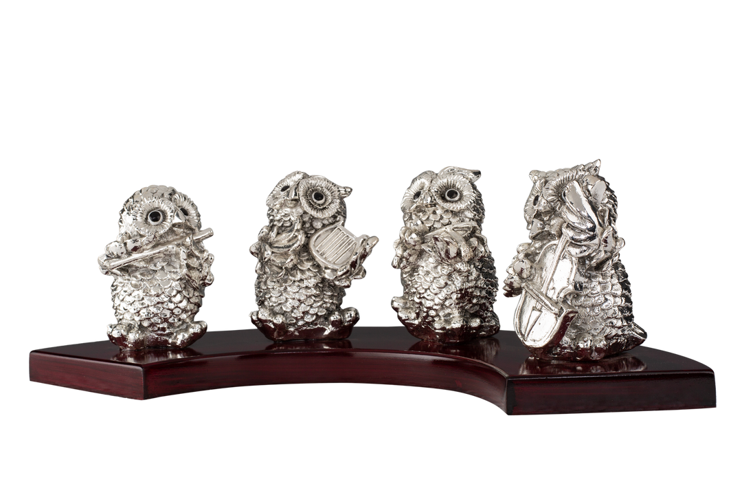 Silver Musical owl set