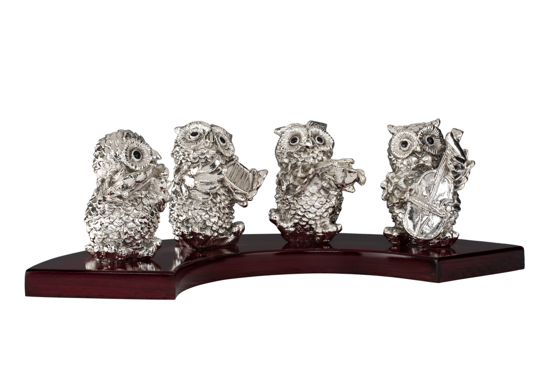 Silver Musical owl set