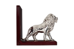 Load image into Gallery viewer, Silver Lion on wooden stand
