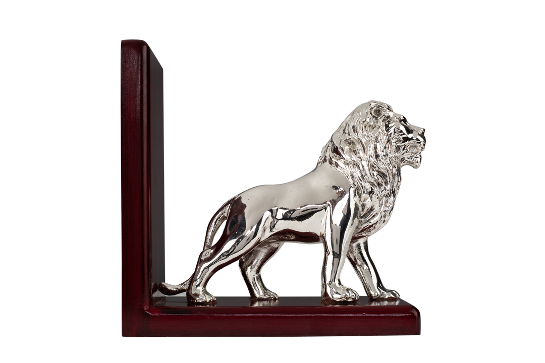 Silver Lion on wooden stand