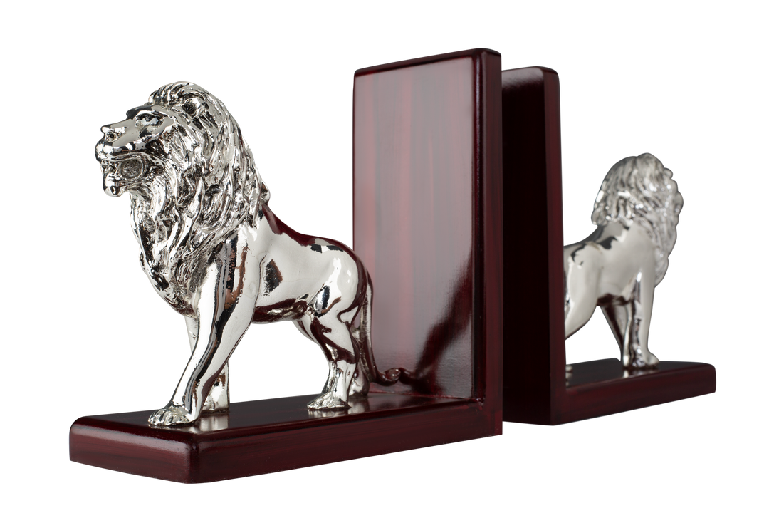 Silver Lion on wooden stand