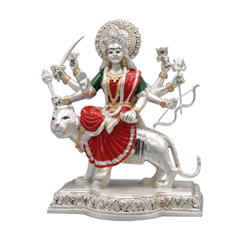 Silver Plated Durga Mata Statue