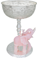 Load image into Gallery viewer, Silver vine bowl with pink elephant
