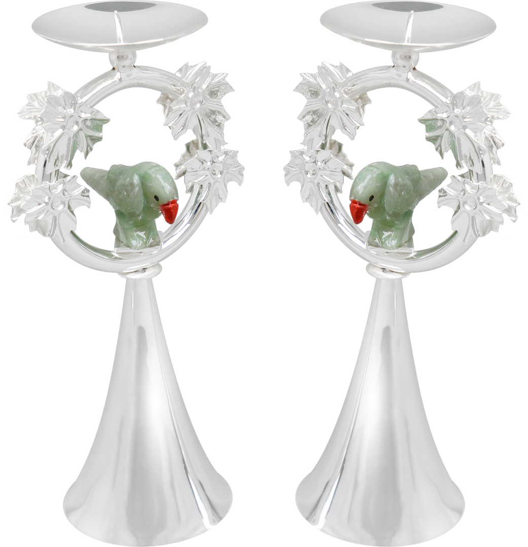 Silver candle stand pair