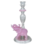 Load image into Gallery viewer, Silver candle stand with pink elephant
