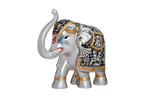 Load image into Gallery viewer, Silver Elephant with Golden Black Drape
