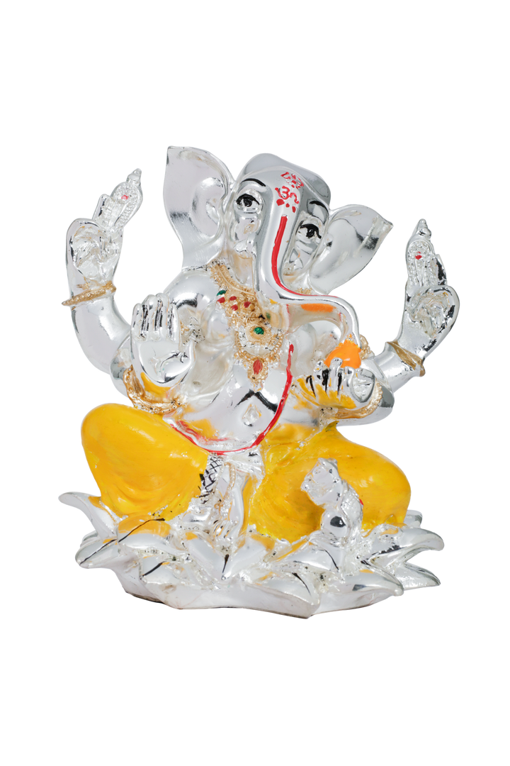 Silver Orange Resin Ganesh Ji