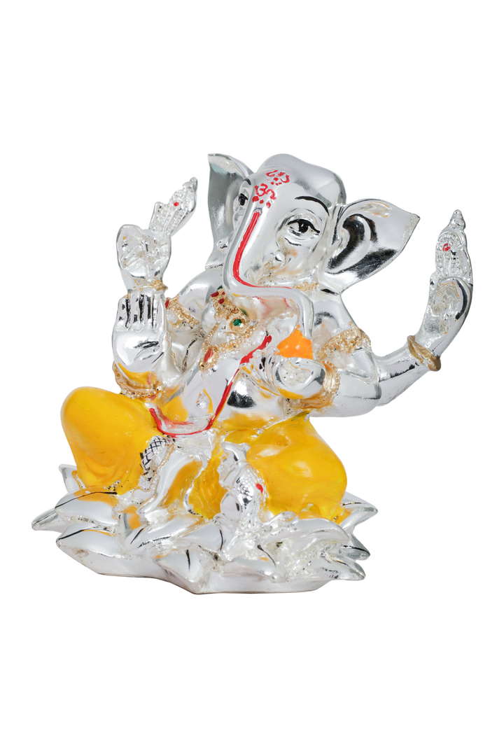 Silver Orange Resin Ganesh Ji