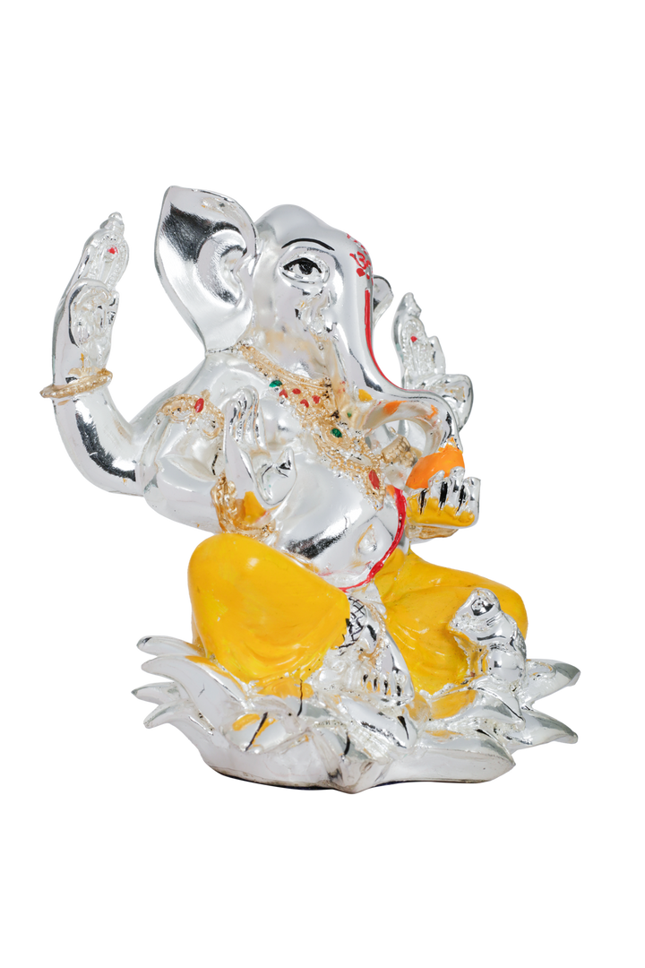 Silver Orange Resin Ganesh Ji