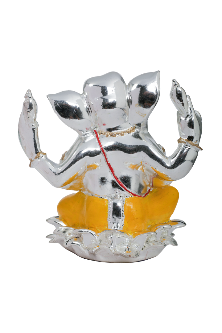 Silver Orange Resin Ganesh Ji