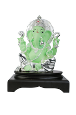 Load image into Gallery viewer, Silver Green Resin Ganesh Ji
