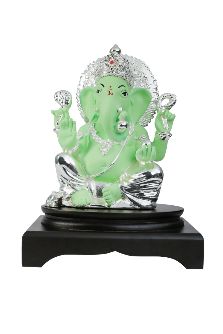 Silver Green Resin Ganesh Ji