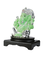 Load image into Gallery viewer, Silver Green Resin Ganesh Ji
