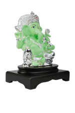 Load image into Gallery viewer, Silver Green Resin Ganesh Ji
