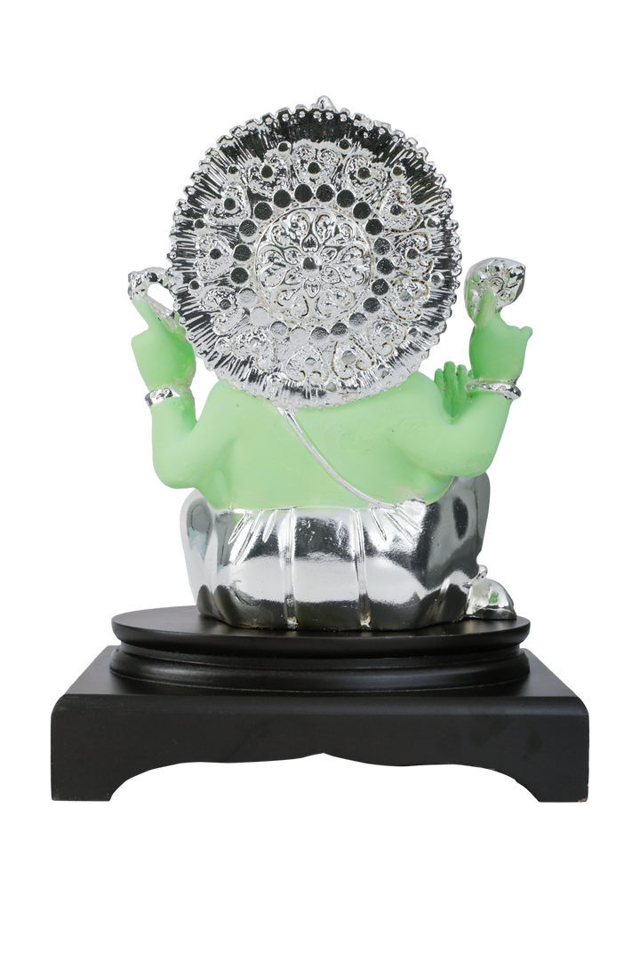 Silver Green Resin Ganesh Ji