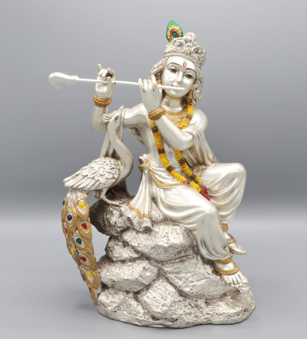 Krishna Sitting with Peacock