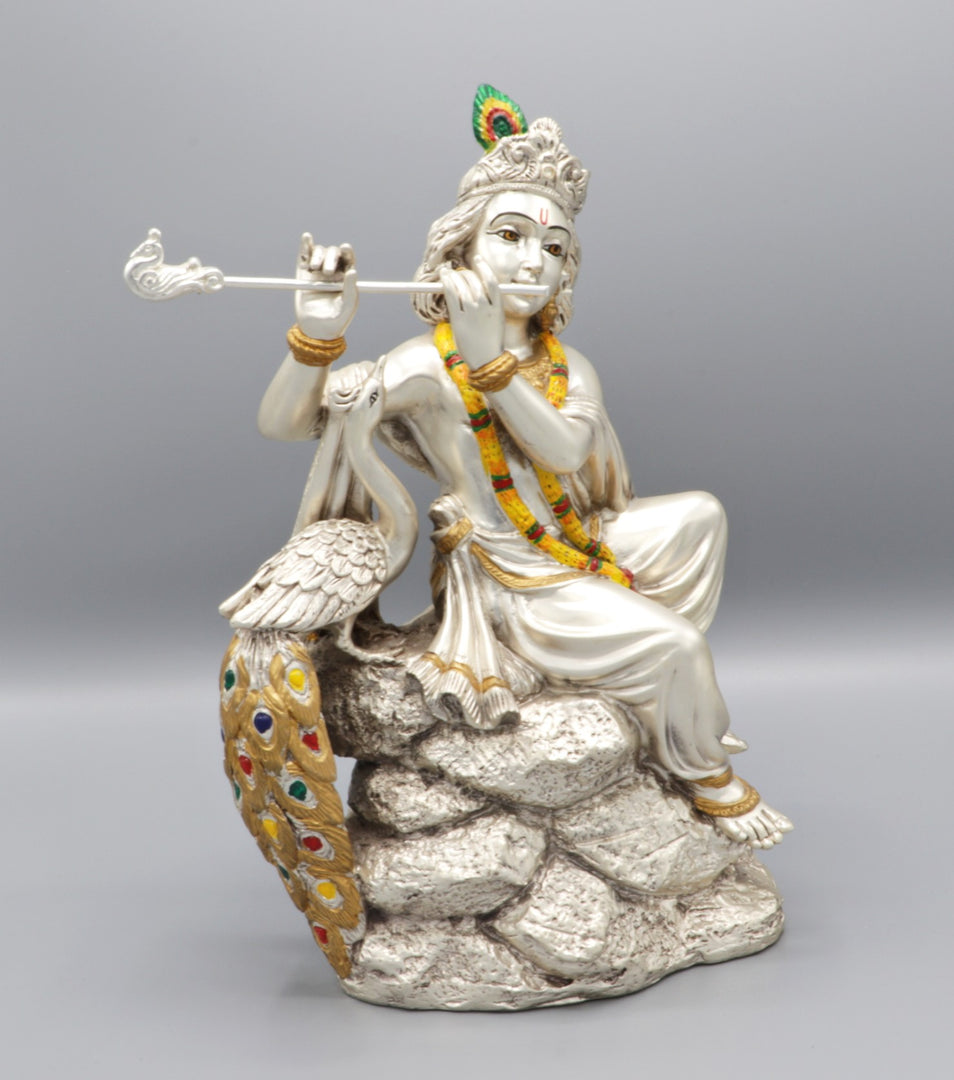 Krishna Sitting with Peacock